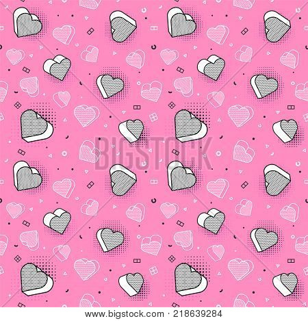 Vector seamless pattern, colorful pattern with 3d graphic elements. You can use this as a wallpaper in a childrens room. Eps 10
