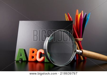 alphabet a b c and color crayon