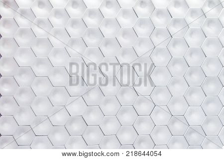 Hexagonal wall texture surface. White abstract pattern background