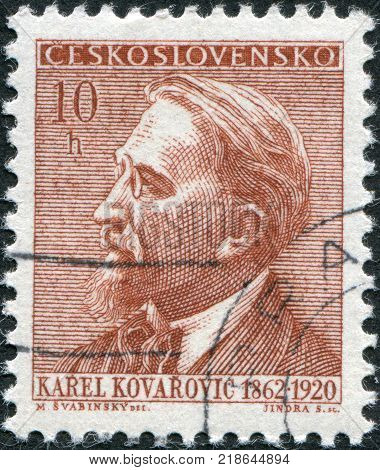 CZECHOSLOVAKIA - CIRCA 1962: A stamp printed in the Czechoslovakia shown Karel Kovarovic circa 1962
