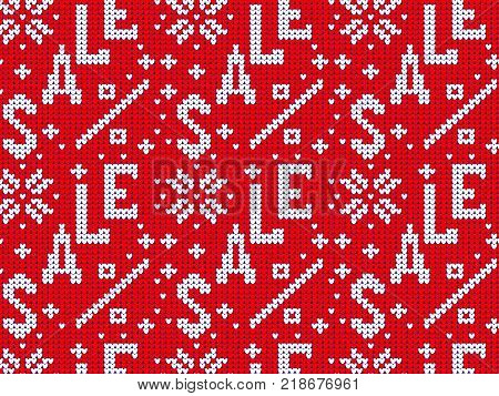 knitted banner seamless pattern for sale with beautiful snowflakes