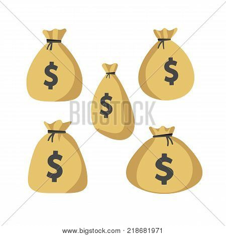 Moneybag icon set. Collection of money bag iscons