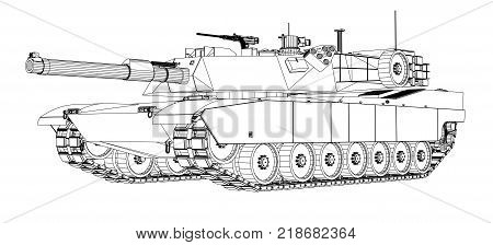 Blueprint of realistic tank. Vector EPS10 format, rendering of 3d