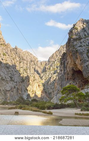View of the immense Torrent de Pareis, in the Sierra de Tramontana, a place of unique nature