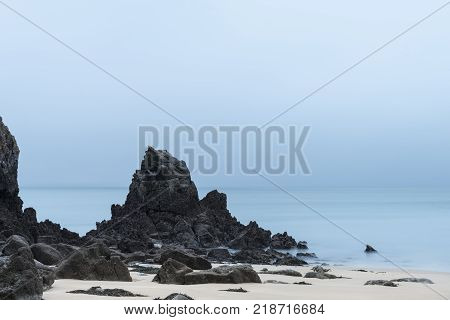 Stunning, Vibrant Sunrise Landscape Image Of Barafundle Bay On Pembrokeshire Coast In Wales