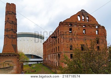 Gergardt mill - building of a steam mill of early XX century, destroyed in Battle of Stalingrad during Second World War. Volgograd, Russia