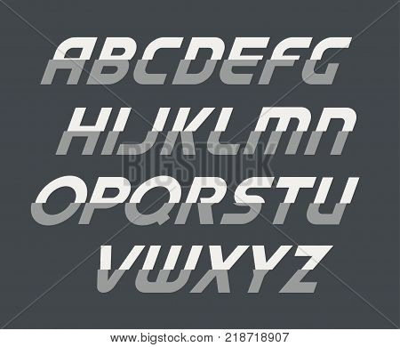 Sport cursive uppercase alphabet. Futuristic technology font. Modern monogram template. Minimalistic vector design typeface. Logo template set. The first letter of the title