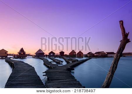Bokodi lake the sunset in the Hungary