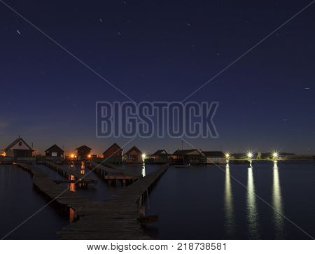 Bokodi lake the sunset in the Hungary