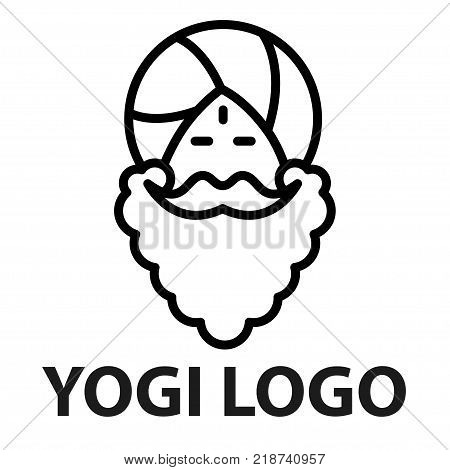 Abstract Line icon of indian man head. Linear logo template of indian man. Vector illustration.
