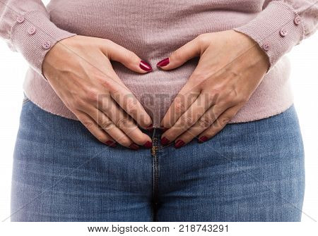 Menstrual Period Pain Gesture Or Gynecological Problem Concept