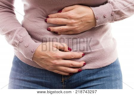Menstrual Period Pain Gesture Or Gynecological Problem Concept