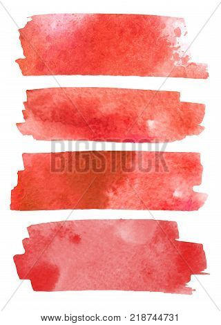 Blood splatter set painted vector isolated on white for halloween design. Red dripping blood drop watercolor