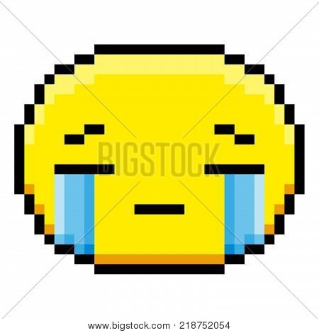 Vector Cartoon Crying Face Isolated On White Background