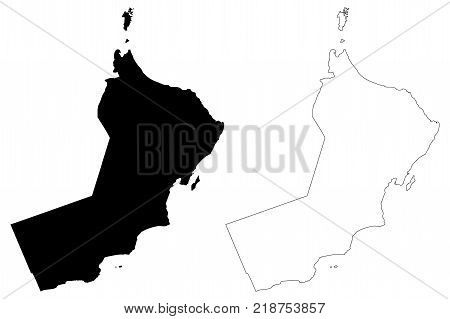 Oman map vector illustration , scribble sketch Sultanate of Oman