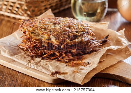 Hash Brown, Potato Pancakes On Paper