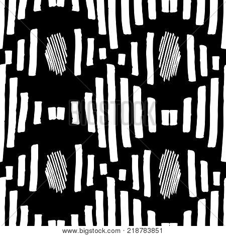 Psychedelic black and white seamless pattern. Vector