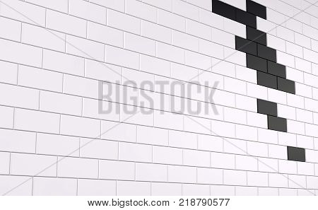 White and black brick wall. 3d rendering
