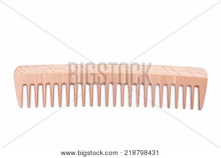 Anti static wooden comb isolated on white background