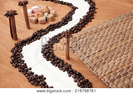 The Original Concept, The Milk River And Coffee Coast. Place For Your Text.