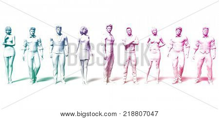 International Team of Professionals and Office Workers 3D Render