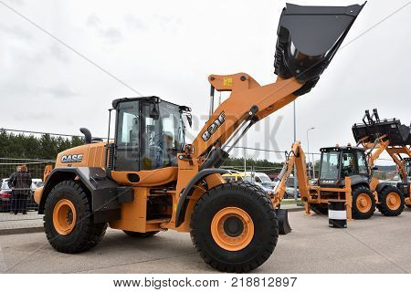 VILNIUS LITHUANIA - APRIL 27: Case Wheel Loader on April 27 2017 in Vilnius Lithuania. Case Construction Equipment is a brand of construction equipment from CNH Industrial