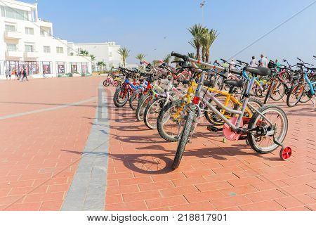 Street In A Summer Day In Agadir City. North Africa