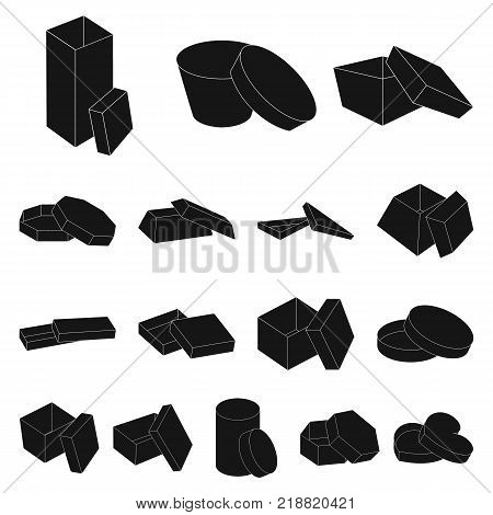 Different boxes black icons in set collection for design.Packing box vector symbol stock  illustration.