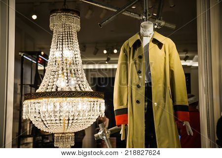 Milan, Italy - September 24, 2017:  Burberry Store In Milan. Fashion Week Burberry Shopping