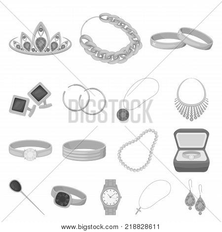 Jewelry and accessories monochrome icons in set collection for design.Decoration vector symbol stock  illustration.