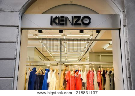 Milan, Italy - September 24, 2017:  Kenzo Store In Milan. Fashion Week Kenzo Shopping