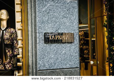Milan, Italy - September 24, 2017:  La Perla Store In Milan. Fashion Week La Perla Shopping