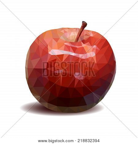 Red apple painted in the style of low poly. Creative vector illustration
