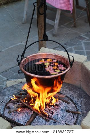Hot Mulled Wine On The Big Pot