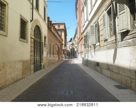 Sunny summer european town street with no peoples