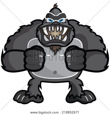 This illustration representz an angry gorilla or chimpanzee.