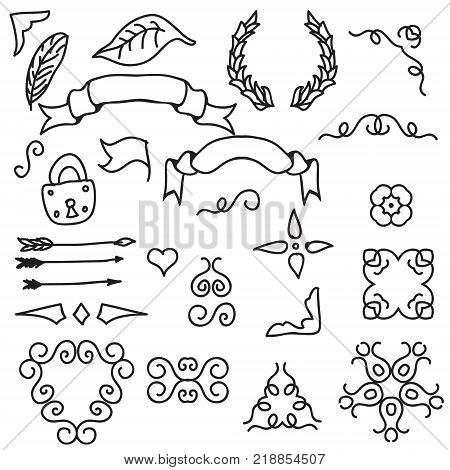 Set of Hand Draw Design Elements. Vector illustration