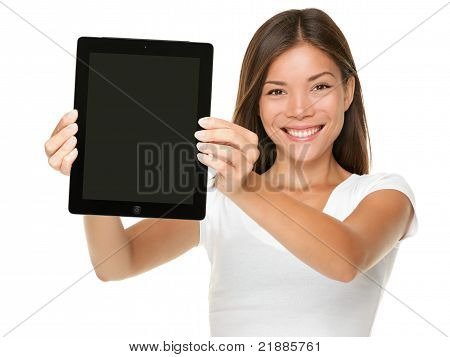 Touchpad femme montrant Tablet Pc