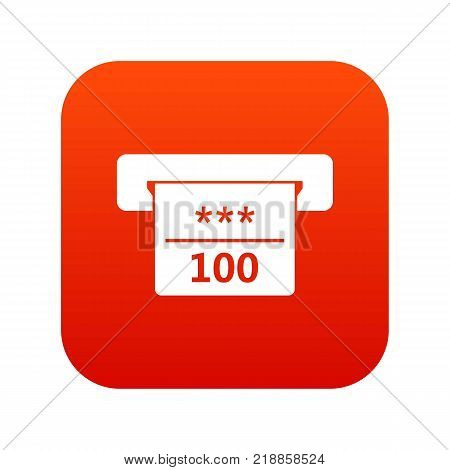 Winning cheque in casino icon digital red for any design isolated on white vector illustration