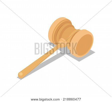 Auction gavel isometric 3D icon. Online shopping sign isolated on white background vector illustration.