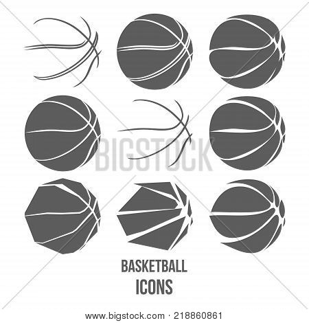 Basketball Set isolated on white background vector illustration