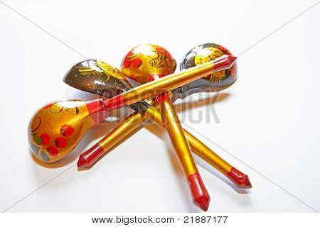 Tradicional del arte popular ruso. Cucharas y ladels pintado a mano.