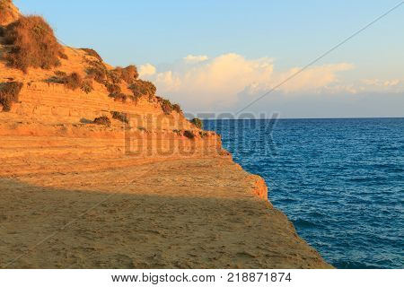 Rocks on the beach on Corfu in Greece