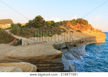 Rocks on the beach on Corfu in Greece