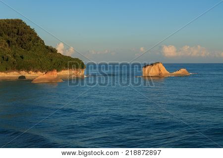 Rocks on the beach on Corfu in Greece