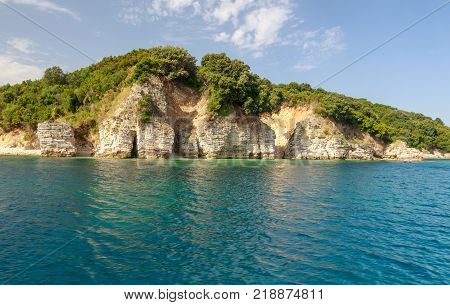 Rocks on the beach on Corfu in Greece