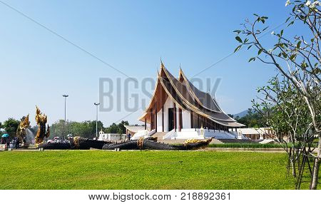 Naga Statues Group Over Blue Sky Background