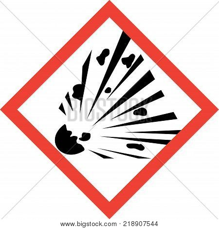 Hazard sign with explosive substances symbol on white background