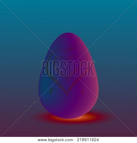 EPS10. Egg in neon colors, with a heart painted on it