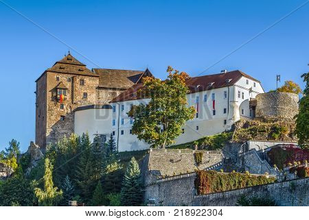 View of castle on rock in Becov nad Teplou Czech Republic